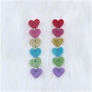 (color length  ) transparent ear stud Acrylic earrings fashion personality sweet love rainbow earring woman