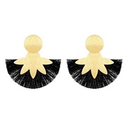 ( 6 KCgold  black K 182)occidental style geometry flowers tassel earrings woman exaggerating personality autumn Earring