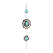 (blue )E Bohemia three-dimensional flower watch-face ear stud  retro geometry long style Earring personality embed turq