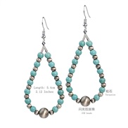 (E1877)Bohemia ethnic style turquoise beads earrings woman beads earring occidental style Earring circle