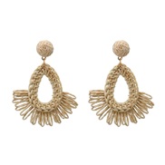 ( Cream colored )summer earrings occidental style exaggerating Earring woman Bohemia weave sector earring