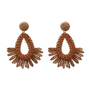 ( brown)summer earrings occidental style exaggerating Earring woman Bohemia weave sector earring