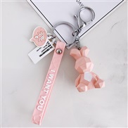 ( Pink)geometry surface animal key buckle pendant student bag bag key chain hanging ornaments creative gift