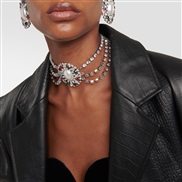 ( Silver) new multilayer Pearl chain  occidental style fashion Bohemian style Rhinestone clavicle chain woman necklace