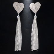 ( Silver) love Ear clip fashion high Metal tassel Earring samllEarrings