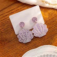 (E2725 2/ Pink)silver brief Shells resin earrings  Japan and Korea personality trend sequin Earring sweet pattern earri