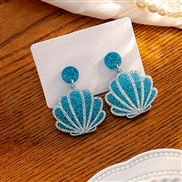 (E2726 3/ blue)silver brief Shells resin earrings  Japan and Korea personality trend sequin Earring sweet pattern earri