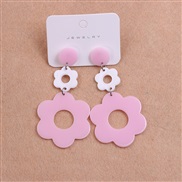 ( light pink  ) color splice flowers earrings ear stud hollow sweet wind Acrylic earring personality woman