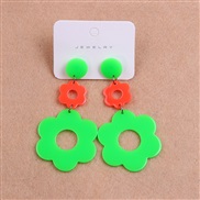 ( Fluorescent green  ) color splice flowers earrings ear stud hollow sweet wind Acrylic earring personality woman