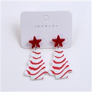 (red )christmas earrings ear stud Five-pointed star christmas tree occidental style all-Purpose Acrylic earring persona