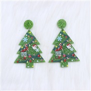 ( green)christmas earrings ear stud Five-pointed star christmas tree occidental style all-Purpose Acrylic earring perso