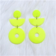 (fluorescent yellow  )geometry more earrings ear stud half Round hollow Acrylic brief occidental style wind Earring ear