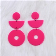 ( rose Red )geometry more earrings ear stud half Round hollow Acrylic brief occidental style wind Earring earring woman