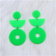 ( Fluorescent green  )geometry more earrings ear stud half Round hollow Acrylic brief occidental style wind Earring ear