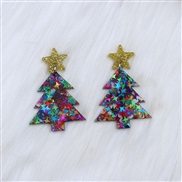 new christmas earrings ear stud Round samll star christmas tree Acrylic occidental style Earring earring woman