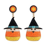 ( Orange)occidental style creative cartoon lovely drop beads Alloy earrings woman