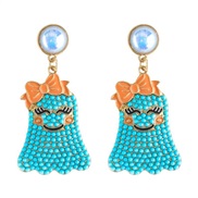 ( blue) occidental style creative cartoon lovely bow beads Alloy earring woman