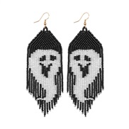 (black and white)E occidental style exaggerating Earring  beads tassel personality Earring woman