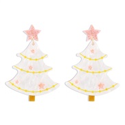 ( white)E Acrylic christmas tree earrings  brief creative fashion plates Earring elements earring