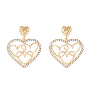 ( 1 KCgold  A 846)occidental style love earringsins retro elegant palace wind hollow love butterfly ear stud high Earri