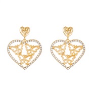 ( 2 KCgold  A 85 )occidental style love earringsins retro elegant palace wind hollow love butterfly ear stud high Earri