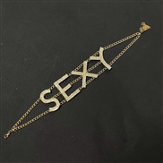 ( Gold)occidental style diamond exaggerating chain personality WordEY fashion necklace