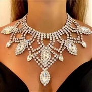 ( Silver)occidental style exaggerating Rhinestone necklace  fashion personality luxurious multilayer drop necklace bril