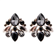 ( black)occidental style flowers Modeling ear stud woman earrings personality color Alloy