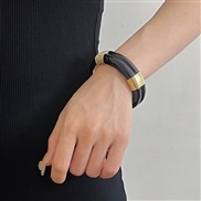 ( black) retro samll color pattern belt opening bangle woman high width