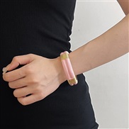 ( Pink) retro samll color pattern belt opening bangle woman high width