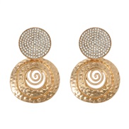 ( Gold)summer Alloy earrings occidental style exaggerating Earring woman multilayer Round Metal ear studearr