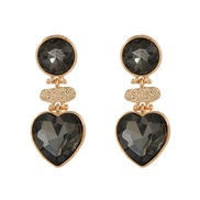 ( black)fashion colorful diamond earrings occidental style exaggerating Earring woman Round heart-shaped fully-jewelled