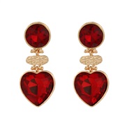 ( red)fashion colorful diamond earrings occidental style exaggerating Earring woman Round heart-shaped fully-jewelled e