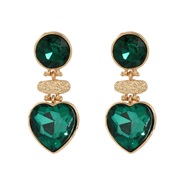 ( green)fashion colorful diamond earrings occidental style exaggerating Earring woman Round heart-shaped fully-jewelled