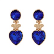 ( blue)fashion colorful diamond earrings occidental style exaggerating Earring woman Round heart-shaped fully-jewelled 