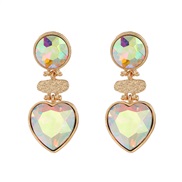 (AB color)fashion colorful diamond earrings occidental style exaggerating Earring woman Round heart-shaped fully-jewell