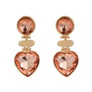 ( Rose Gold)fashion colorful diamond earrings occidental style exaggerating Earring woman Round heart-shaped fully-jewe