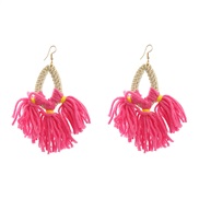 ( rose Red)tassel earrings occidental style Earring woman drop weave Bohemia Nation