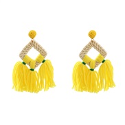 ( yellow)tassel earrings occidental style Earring woman square weave Bohemia ethnic style