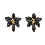 ( black) enamel earrings flowers ear stud woman fashion occidental style wind Alloy flowers Earringearrings