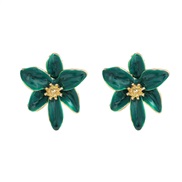 ( green) enamel earrings flowers ear stud woman fashion occidental style wind Alloy flowers Earringearrings