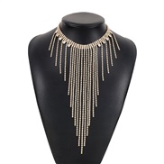 ( Gold) occidental style long style tassel necklace  flash diamond Ladies wind wind exaggerating chain