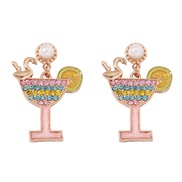 ( Color Color diamond ) high foot diamond Pearl trend fashion all-Purpose earrings Earring woman