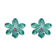 (green ) occidental style enamel flowers all-Purpose trend fashion samll earrings Earring