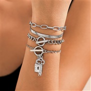 occidental style  Rhinestone setracelet  brief snake chain retro key bracelet