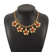 ( alluvial gold+ red)occidental style palace wind creative three-dimensional flowers necklace  retro temperament brief 