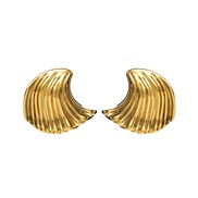 ( Gold)E occidental style personality Metal Shells ear stud  samll brief retro creative earrings