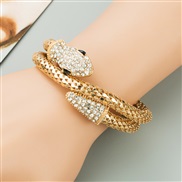 ( Gold)occidental style personality exaggerating punk wind snake twining man woman bangle Alloy embed Rhinestone retro