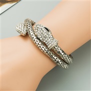 ( Silver)occidental style personality exaggerating punk wind snake twining man woman bangle Alloy embed Rhinestone retro