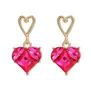 ( rose Red)fashion colorful diamond earrings heart-shaped earring woman occidental style wind exaggerating